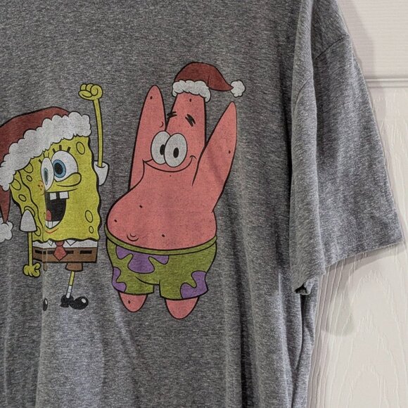 Nickelodeon Men's Gray SpongeBob & Patrick Christmas T-Shirt, Size Large - Picture 6 of 12